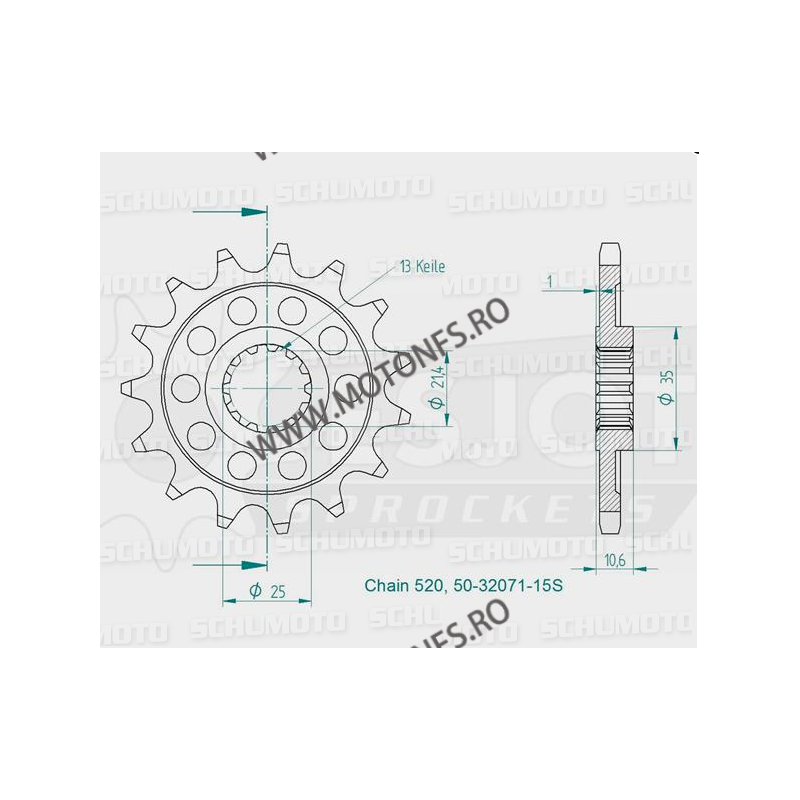 ESJOT - Pinion (fata) 50-32071S, 16 dinti - YZF-R6 Kette 520 Sport 100-462-16 ESJOT PINIOANE ESJOT Pinioane 64,00 lei 64,00 l...