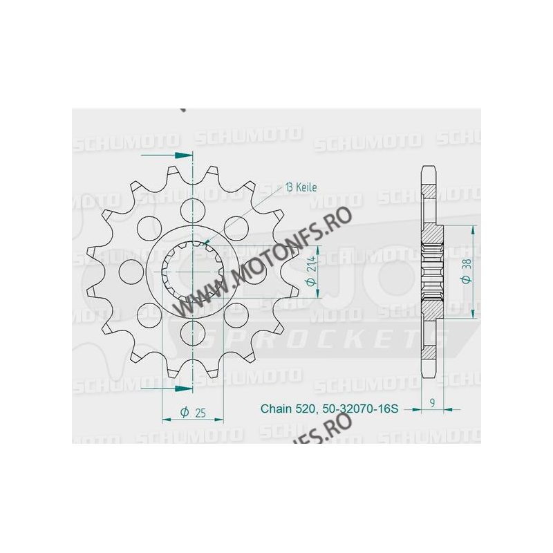ESJOT - Pinion (fata) 50-32070S, 15 dinti - ZX-10R/GSX-R Sport 520 100-465-15 ESJOT PINIOANE ESJOT Pinioane 54,00 lei 54,00 l...