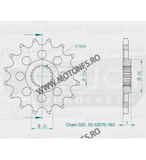 ESJOT - Pinion (fata) 50-32070S, 16 dinti ZX-9R/GSX-R KAWASAKI SUZUKI 100-465-16 ESJOT PINIOANE ESJOT Pinioane 44,00 lei 44,0...