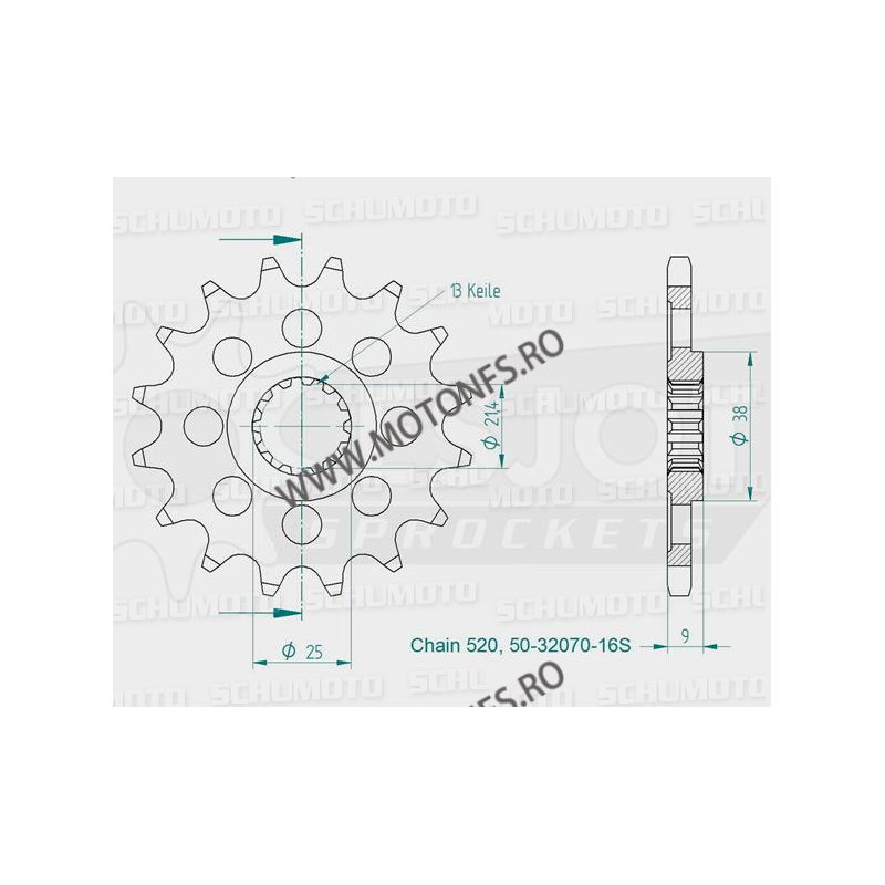 ESJOT - Pinion (fata) 50-32070S, 16 dinti ZX-9R/GSX-R KAWASAKI SUZUKI 100-465-16 ESJOT PINIOANE ESJOT Pinioane 44,00 lei 44,0...