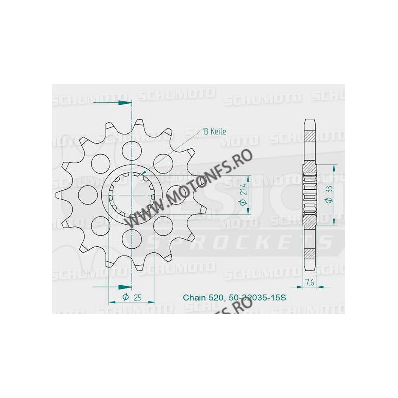 ESJOT - Pinion (fata) 50-32035S, 16 dinti - ZX-6R 2007- Sport 520 100-471-16 ESJOT PINIOANE ESJOT Pinioane 64,00 lei 64,00 le...