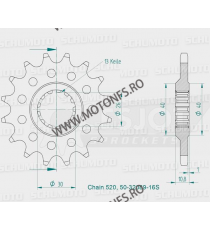 ESJOT - Pinion (fata) 50-32089S, 16 dinti - YZF-R1-1998-2006 Kette 520 Sport 100-467-16 ESJOT PINIOANE Emgo Pinion 93,00 lei ...