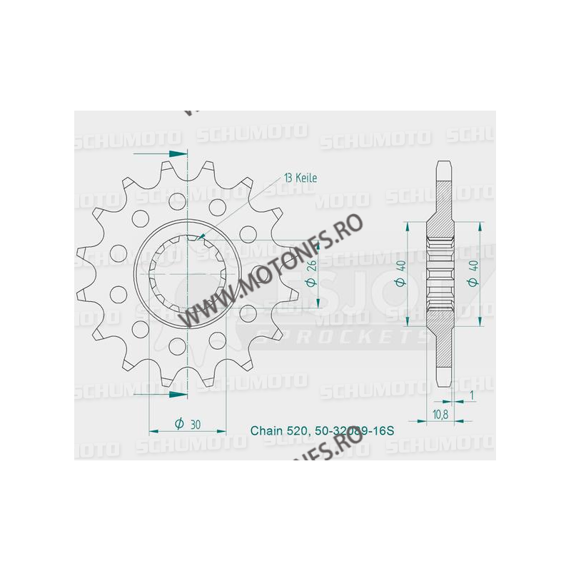 ESJOT - Pinion (fata) 50-32089S, 16 dinti - YZF-R1-1998-2006 Kette 520 Sport 100-467-16 ESJOT PINIOANE Emgo Pinion 93,00 lei ...