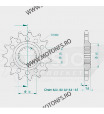 ESJOT - Pinion (fata) 50-32153S, 15 dinti - YZF-R1 2007- Kette 520 Sport 100-468-15 ESJOT PINIOANE Emgo Pinion 78,00 lei 78,0...