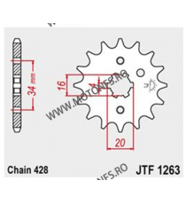 JT - Pinion (fata) JTF1263, 14 dinti - YBR125 2005- / SR125 1995 / XT125 2005- Front sprocket 14T, for chain 428 102-329-14 /...