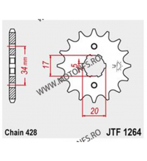 JT - Pinion (fata) JTF1264, 15 dinti - CBR125 2004- 2010 Front sprocket 15T, for chain 428 101-320-15 j / 726.10.19 JT Sprock...