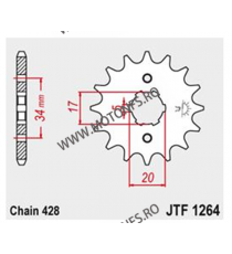 JT - Pinion (fata) JTF1264, 16 dinti - CBF125 2009- Front sprocket 16T, for chain 428 101-320-16 / 726.41.87 JT Sprockets JT ...