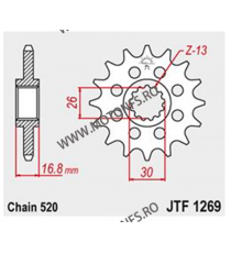 JT - Pinion (fata) JTF1269, 16 dinti - CBR600 1999- /900/1000 Sport 520 Front sprocket 16T, for chain 520 100-461-16 / 726.36...