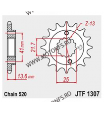 JT - Pinion (fata) JTF1307, 14 dinti - XR650R 2000- Front sprocket 14T, for chain 520 105-469-14 / 726.34.60 JT Sprockets JT ...