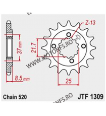 JT - Pinion (fata) JTF1309, 15 dinti - XR600R 1991- Sonderzz. Front sprocket 15T, for chain 520 101-462-15 / 726.05.40 JT Spr...