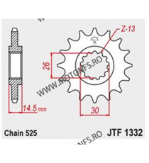 JT - Pinion (fata) JTF1332, 17 dinti - RVF750R-RC45 1995- Front sprocket 17T, for chain 525 101-566-17 / 726.42.11 JT Sprocke...