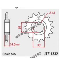 JT - Pinion (fata) JTF1332RB (garnitura cauciuc), 15 dinti - CB750 Sevenfifty Rubber cushioned for damping noise 101-566-15-2...