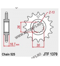 JT - Pinion (fata) JTF1370RB (garnitura cauciuc), 15 dinti - CBR600 1999/900RR 1996- Sonderzz. Front sprocket 15T, for chain ...