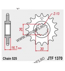 JT - Pinion (fata) JTF1370RB (garnitura cauciuc), 16 dinti - CBR900RR 1996-/600 1999-/ VTR1000F 101-564-16-2 / 726.12.58 JT S...