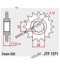 JT - Pinion (fata) JTF1371RB (garnitura cauciuc), 15 dinti - CBR600 1997-1998/CBF600/Hornet600 101-551-15-2 / 726.03.51 J1 JT...