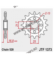 JT - Pinion (fata) JTF1373RB (garnitura cauciuc), 17 dinti - NC750S / NC750X 2014- 101-468-17-2 / 726.1373-17 JT Sprockets JT...