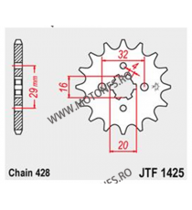 JT - Pinion (fata) JTF1425, 14 dinti - GSX-R/S 125 2017- Front sprocket 14T, for chain 428 103-326-14 / 726.1425-14 JT Sprock...