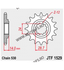 JT - Pinion (fata) JTF1529RB (garnitura cauciuc), 17 dinti - GPZ1100 1995-/ZRX1100/1200 2001- 104-651-17-2 / 726.03.83 JT Spr...