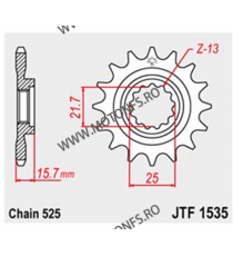 JT - Pinion (fata) JTF1535RB (garnitura cauciuc), 15 dinti - ZX-6R 1998-2002 Kette525 105-569-15-2 JT Sprockets JT Sprockets ...