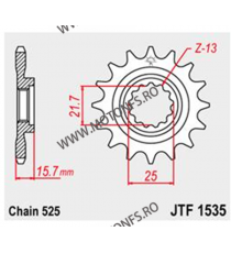 JT - Pinion (fata) JTF1535RB (garnitura cauciuc), 15 dinti - ZX-6R 1998-2002 Kette525 105-569-15-2 / 726.00.29 JT Sprockets J...