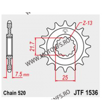 JT - Pinion (fata) JTF1536RB (garnitura cauciuc), 16 dinti - ZX-6R 2007- 104-471-16-2 JT Sprockets JT Sprockets Pinion 78,00 ...