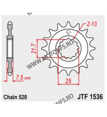 JT - Pinion (fata) JTF1536RB (garnitura cauciuc), 16 dinti - ZX-6R 2007- 104-471-16-2 / 726.38.17 JT Sprockets JT Sprockets P...