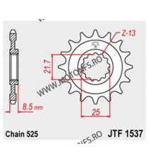 JT - Pinion (fata) JTF1537RB (garnitura cauciuc), 15 dinti - FZR400/Z1000 2007- 102-551-15-2 / 726.07.55 j1 JT Sprockets JT S...