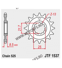 JT - Pinion (fata) JTF1537RB (garnitura cauciuc), 17 dinti - ZX-10R 2004- 102-551-17-2 / 726.07.14 JT Sprockets JT Sprockets ...