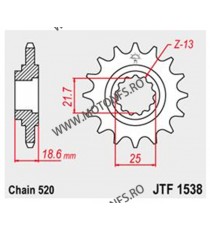 JT - Pinion (fata) JTF1538RB (garnitura cauciuc), 15 dinti - Z750 2004-/Z750S 2005- 104-465-15-2 JT Sprockets JT Sprockets Pi...