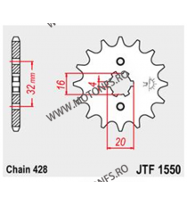 JT - Pinion (fata) JTF1550, 14 dinti - YZF125R 2008-/ WR125R/X 2009- 102-332-14 / 726.08.88 JT Sprockets JT Sprockets Pinion ...