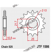 Pinion fata JT JTF 1586-16RB 16T, 525 rubber cushioned / TDM850 1996-1998 102-565-16-2 / 726.29.83 JT Sprockets JT Sprockets ...