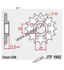 JT - Pinion (fata) JTF1902RB (garnitura cauciuc), 15 dinti - KTM 620SC/LC4 660 Rubber cushioned for damping noise 105-412-15-...