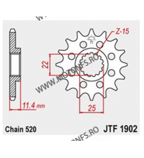 JT - Pinion (fata) JTF1902RB (garnitura cauciuc), 16 dinti - KTM 620EGSE/LSE 625SXC 640LC4 Rubber cushioned for damping noise...