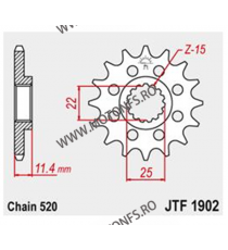 JT - Pinion (fata) JTF1902RB (garnitura cauciuc), 17 dinti - KTM Duke620/640LC4/SMC625/660 Rubber cushioned for damping noise...