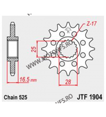 JT - Pinion (fata) JTF1904, 16 dinti - KTM Advent.950 LC8/990 105-501-16 JT Sprockets JT Sprockets Pinion 98,00 lei 98,00 lei...