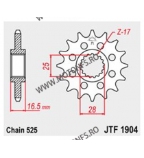 JT - Pinion (fata) JTF1904RB (garnitura cauciuc), 17 dinti - KTM Advent.950 LC8/990/1190 105-501-17-2 / 726.15.71 JT Sprocket...