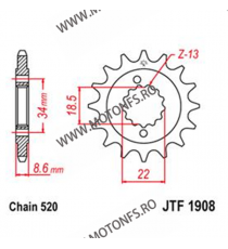 JT - Pinion (fata) JTF1908, 14 dinti - KTM Duke 390 2013- 105-431-14 / 726.1908.14 JT Sprockets JT Sprockets Pinion 59,00 lei...