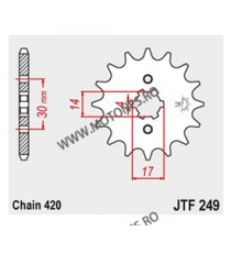 JT - Pinion (fata) JTF249, 13 dinti - KLX 110 2010- 101-249-13 / 726.42.52 JT Sprockets JT Sprockets Pinion 20,00 lei 20,00 l...