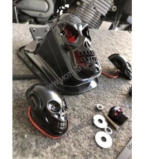 Stop cu leduri Si semnale Suport Numar LED Moto Universal Cafe Racer Cromat Chooper Bobber 2HNPL 2HNPL  Stopuri Moto Universa...