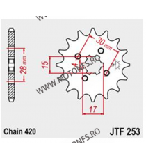 JT - Pinion (fata) JTF253, 14 dinti - MB/MT50, Innova 125 2003- 101-222-14 / 726.27.77 JT Sprockets JT Sprockets Pinion 20,00...