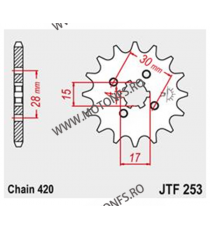 JT - Pinion (fata) JTF253, 15 dinti - NSR50 FJ/FK/SK 101-222-15 / 726.24.47 JT Sprockets JT Sprockets Pinion 20,00 lei 20,00 ...