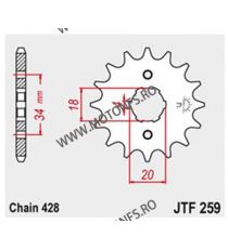 JT - Pinion (fata) JTF259, 14 dinti - Daelim VL125/VT125/VS125 105-322-14 / 726.20.25 JT Sprockets JT Sprockets Pinion 21,00 ...