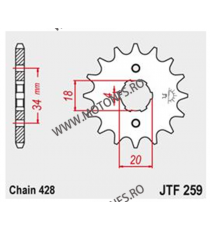JT - Pinion (fata) JTF259, 15 dinti - Daelim VL125 / SYM Husky 105-322-15 / 726.20.33 JT Sprockets JT Sprockets Pinion 22,00 ...