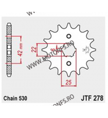 JT - Pinion (fata) JTF278, 16 dinti - CB400NA/T/F 1976 CB350/360 101-629-16 / 726.21.16 JT Sprockets JT Sprockets Pinion 56,0...