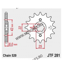 JT - Pinion (fata) JTF281, 14 dinti - XL500S/XR600R -1990 101-431-14 / 726.21.40 JT Sprockets JT Sprockets Pinion 54,00 lei 5...