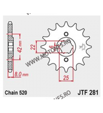 JT - Pinion (fata) JTF281, 15 dinti - XL500R/RF'85-/XL600R/LMF 101-431-15 / 726.24.62 JT Sprockets JT Sprockets Pinion 56,00 ...