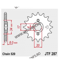 JT - Pinion (fata) JTF287, 14 dinti - XL350R/CB250Nighthawk/Twofift 101-423-14 / 726.20.66 JT Sprockets JT Sprockets Pinion 5...