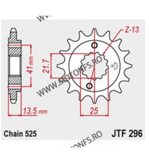 JT - Pinion (fata) JTF296RB (garnitura cauciuc), 15 dinti - XL600V/650V700V Transalp 101-563-15-2 / 726.00.78 JT Sprockets JT...