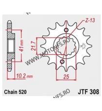 JT - Pinion (fata) JTF308RB (garnitura cauciuc), 15 dinti - NX500/650/SLR650 1989-/XT660 2004 101-461-15-2 / 726.01.69 JT Spr...