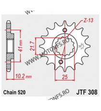 JT - Pinion (fata) JTF313, 16 dinti - VFR750RJ-RK RC30 1988-1993 101-567-16 / 726.313-16 JT Sprockets JT Sprockets Pinion 98,...